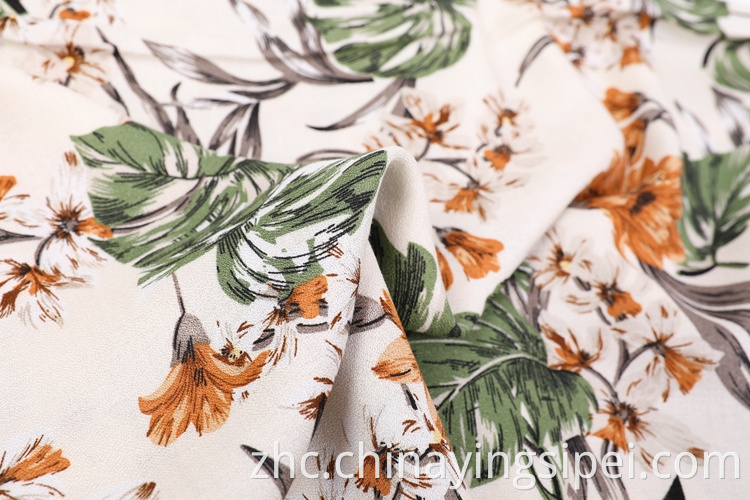 Stock woven moss crepe printed rayon fabric 